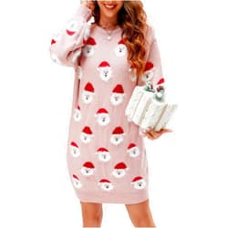 LUBOT Ugly Christmas Sweaters for Women Cute Fuzzy Funny Wintertime and Holiday Parties Knitted Pullover Sweater