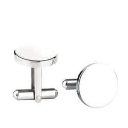 Driew Cufflinks for Men, Driew Cufflinks Blank Cufflink Cuff Links men Flat Pad Blank Setting Tray 1 Pair,Round