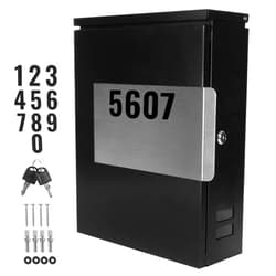 Ilyapa Modern Mailbox Wall Mount Mailboxes for Outside with Lock, Keys & House Numbers - Large Wall Mounted Mail Box, Powder Coated Steel, Corrosion Resistant, Locking Security Drop Box - Stainless