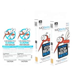 Moskinto Travel Pack & Moskito Care Insect Bug Spray Bundle, The Original Itch-Relief Bug Bite Patch & Extreme Outdoor Mosquito Bug Spray, Safe for Kids, 24 Patches, Pack of 2