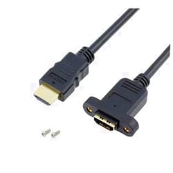 Qaoquda Panel Mount HDMI Extension Cable High Speed HDMI Male to Female Extension Cable with Screw Nut Support 4K Resolution for Blu Ray Player, 3D TV, Roku, Xbox360,Black (3.3FT/1M)