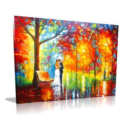 Eatco HD Art Lovers Canvas Wall Art,Artwork Romantic Painting for Living Room Bedroom,Office Wall Decor,Canvas Prints Stretched（12x16 Inch, Framed)