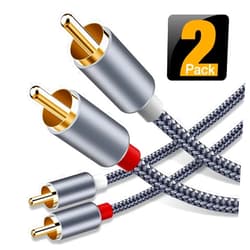 Goalfish RCA Cable, Goalfish 2RCA Male to 2RCA Male Stereo Audio Cables【2-Pack/4ft, Hi-Fi Sound, Shielded】Braided RCA Stereo Cable for Home Theater, HDTV, Amplifiers, Hi-Fi Systems, Car Audio, Speakers (Grey)