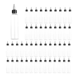 V-chen 40 Pack Clear Dispensing Bottles, 4oz Round Plastic Squeeze Bottle with Twist Top Caps for Oils/Liquids/Inks/Crafts, Kitchen and Food Grade Household