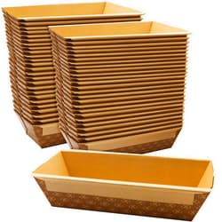 Avant Grub Chef-Grade Elegant 1Lb Paper Loaf Pans 50 Pk. Best Disposable Bakeable Kraft Pan Supply for Baking Bread, Small Meatloaf, Lemon Bundt Cake, Sweets for Holiday Gifts, Bake Sales or Fundraiser.