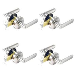 Dearstar 4 Pack Privacy Door knobs,Nickel Door Handle Interior, Door Levers for Bedroom or Bathroom, Keyless Heavy Duty Door Knob, Fashion Modern Design Door Lock