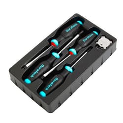 DURATECH Screwdriver Set, S2 Alloy Steel Phillips and Slotted Hexagon Screwdriver Set, 1 pc Stainless Steel Multi-Bit Key Chain, Hexagon Shaft, Storage Tray Included