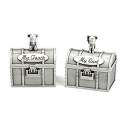 Mogoko Baby Tooth Treasure Chest Box, Silver Tooth Holder and Curl Organizer Set, Cute Teeth Fairy Keepsake Box for Child Kids