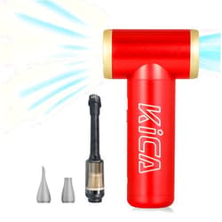 Kica [Combo] KiCA Jetfan 2.0 Electric Air Duster+Vacuum Accessory for Computer/Keyboard/House Cleaning/Camera Lens/Camping/BBQ/Car/Barbershop,100000RPM,Two Nozzle/Long Battery,Air Can Substitute Tool-Grey