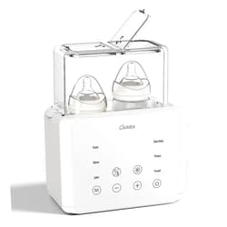 LAREX Double Bottle Warmer, 11-in-1 Fast Baby Bottle Warmer for Breastmilk and Formula, with Timer, Fits 2 Bottles, Accurate Temp Control, Milk Warmer with Thaw, Steri-lizing, Keep Warm, Heat Food
