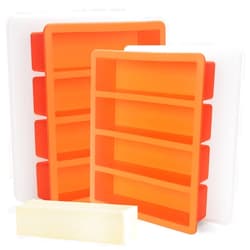 BECOKIT Silicone Butter Mold Tray with Lids, BECOKIT Non-Stick Butter Maker Fits Standard Butter Size, Great For Butter, Chocolate, Energy bar and Homemade Cake (2Pack, Stylish Orange Color)