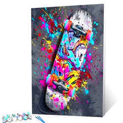 Tucocoo Graffiti Skateboard Oil Painting Paint by Number Kits 16 x 20 inch Canvas Street Banksy Style Skateboard DIY Painting for Kids Students Adults Beginner with Brushes Acrylic Pigment(without Frame)
