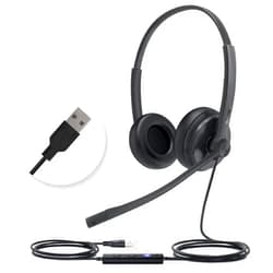 Yealink UH34 USB Wired Headset with Microphone - Stereo Headphones with Noise Cancelling,Professional Business Headphones VoIP Phone Computer Call Center Office