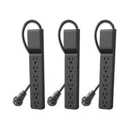 Belkin Power Strip Surge Protector with 6 AC Multiple Outlets - Flat Rotating Plug, 6 ft Long Heavy-Duty Extension Cord for Home, Office, Travel, Computer Desktop & Charging Brick (600 Joules) 3PK