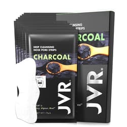 JVR Nose Strips for Blackhead Removal on Oily Skin, Mighty Deep Cleansing Pore Strips, for Pore Unclogging, 10 Count, Features Charcoal & Witch Hazel for All Skin Types