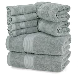 Utopia Towels 8 Piece Premium Towel Set, 2 Bath, 2 Hand, and 4 Washcloths, 100% Ring Spun Cotton, Highly Absorbent Towels for Bathroom, Sports, and Hotel, Cool Grey