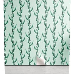 Ambesonne Summer Botanic Peel & Stick Wallpaper for Home, Underwater Leaves Vibe Monochromatic Pale Greenish Theme, Self-Adhesive Living Room Kitchen Accent, 13