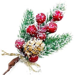 MEMOVAN Christmas Berries Red Stems Evergreen Pine Branches 8pcs Christmas Picks Spray Artificial Pine Cones Holly Stem Craft Winter Holiday Floral Picks for Decoration DIY Xmas Garland Wreath Ornaments