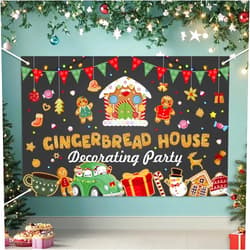 BECKTEN Gingerbread House Decorating Party Backdrop Banner Gingerbread Man Theme Decor for Boys Girls Birthday Holiday Candyland Party Decorations Photo Studio Props Supplies 72x43in-BECKTEN