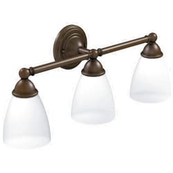 Moen YB2263ORB Brantford 3-Light Dual-Mount Bath Bathroom Vanity Fixture with Frosted Glass, Oil-Rubbed Bronze