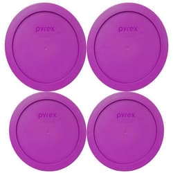 Pyrex Bundle - 4 Items: 7201-PC 4-Cup Thistle Purple Plastic Food Storage Lid, Made in USA