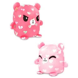 TeeTurtle - Plushmates - Pink Hearts Bear - Huggable and Soft Sensory Fidget Toy Stuffed Animals That Show Your Mood - Magnetic Reversible Plushies That Hold Hands When Happy!