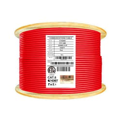 Elite Cat6 Shielded Riser (CMR), 1000ft, F/UTP 23AWG, Solid Bare Copper, 550MHz, UL Certified, UL-LP Certification, Bulk Ethernet Cable Reel, Red