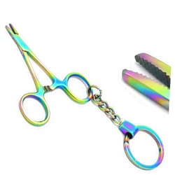 GS Online Miniature Surgical Instruments Keychain Needle Holder Forceps Multi Titanium Rainbow Color Stainless Steel by G.S Online Store