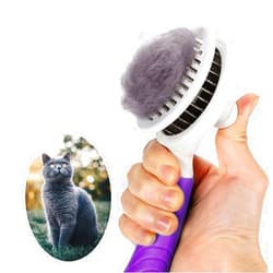 ItPlus Cat Grooming Brush, Self Cleaning Slicker Brushes for Dogs Cats Pet Grooming Brush Tool Gently Removes Loose Undercoat, Mats Tangled Hair Slicker Brush for Pet Massage-Self Cleaning Upgraded (PURPLE)