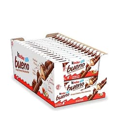 Kinder Bueno Milk Chocolate and Hazelnut Cream Candy Bar, Great Holiday Gift, 30 Packs, 2 Individually Wrapped 1.5 oz Bars Per Pack 1.5 Ounce (Pack of 30)