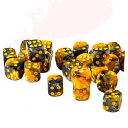 EASY ROLLER DICE CO 25 Count Pack of 12mm D6 Dice - Matching Collection of 6 Sided Dice with Pips (Bumble Bee)