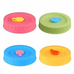 dPois 4Pcs Plastic Mason Jar Lids Cute Colorful Storage Bottle Caps with Straw Hole and Plug for Mason Jars Canning Ball Drinking Jars 4Pcs Lids One Size One Size 4Pcs Lids