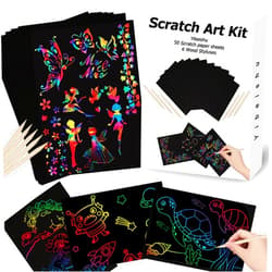 Yibeishu Art Set for Kids Rainbow Magic Scratch Off Paper Black Scratch Sheets Notes Cards Boards Doodle Pads Childrens Crafts Projects Kit for Girls Boys Adults Birthday Christmas Gift