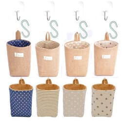 Perfsign 4 Pack Hanging Basket for Door,Small Wall Basket Decor,Jute Hanging Wall Storage,Wall Baskets for Plants,Boho Camper Decor Storage for Key, Sunglasses, Wallet on Door,with Mounting Hook