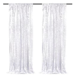 SoarDream Silver Backdrop Curtains 2 Pieces 2FTx8FT Sequin Backdrop Decor for Party Wedding Christmas Background