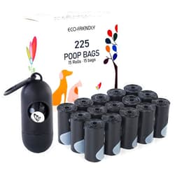 SuperBuddy Extra Thick Leak-proof Dog Waste Bag, Easy To Open And Tear Resistant, Odorless Dog Poop Bag, Cat Poop Bag, Black Pet Trash Bag with Dispenser,225 Bags