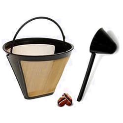 JADA Lifestyles Replacement Permanent Coffee Filter #4 10-12 Cup GTF Gold Tone Filter for DCC-3400 with Large Coffee Scoop (Set of 1)