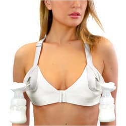 Chrome Cherry Truly Hands Free Pumping Bra - Nurturally - Fits 36A to 46D, Comfortable, Adjustable, Works with Lansinoh, Spectra, Evenflo White and Silver