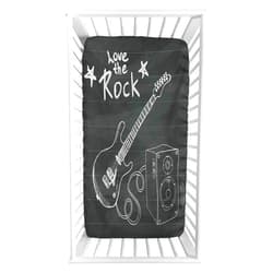 Lyzelre Guitar Fitted Crib Sheet,Love The Rock Music Themed Sketch Art Sound Box and Text on Chalkboard Microfiber Silky Soft Toddler Mattress Sheet Fitted,28