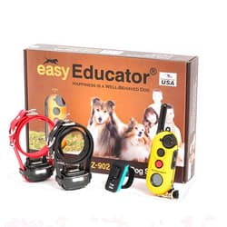 Educator EZ 1/2 Mile Dog Training Collar with Ergonomic Remote, Safe Humane Vibration Stimulation, Pavlovian Tone, Waterproof, Odorproof Biothane Collar, Night Light, Rechargeable, 2 Dog, Yellow