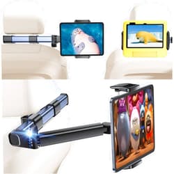 Tryone Tablet Holder Car Headrest Backseat Mount:[3 in 1 Long Arm ] Headrest Tablet Holder Fit iPad Car Mount Travel Accessory Car Tablet Holder Back Seat for Kids Adults Universal for All 4.7-12.9