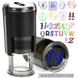 Idealiveny Custom Round Stamps Self Inking Initial Stamps Personalized Self-Inking Inspection Stamp Round Rubber Initial Signature Stamps - Up to 8 Colors - Up to Many Fonts(1 PCS)