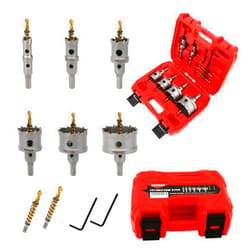 Dashap 5PCS Hole Saw Kit, TCT Hole Saw Set for Hard Metal Plastic and Wood, Within 7/8