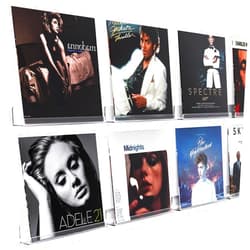 Gotega 8 Pack Vinyl Record Shelf Wall Mount, 12 inch Album Record Holder Display, Clear Acrylic Floating Shelves for Wall, Suitable for Bedroom, Living Room, Magazine Shelf, Kids Bookshelf, etc