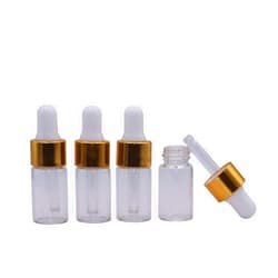 Glasstore 15Pcs Glass Essential Oil Dropper Bottles Clear Mini 1ml/2ml/3ml Perfume Dropping Bottle Cosmetic Sample Vials with Gold Cap and White Latex