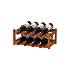 BMOSU Bamboo Wine Rack Wine Storage Cabinet Shelf 8 Bottle Wine Racks Countertop Sturdy for Kitchen Dining Room Pantry - 2 Tiers Wine Rack(Brown)
