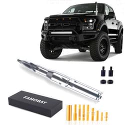 Famobay Chrome Stubby Bullet Antenna Car Truck Antenna with Valve Stem Caps Chevy Silverado & GMC Sierra Trucks Heavy Duty Pickup Trucks Accessories（7.8inch Chrome Spiral Pattern）