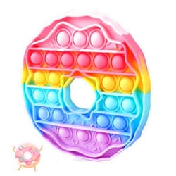 Woplagyreat Bubble Fidget Sensory Toys,Cute Donut Push Silicone Squeeze Toy for Autism Anxiety Stress Relief Birthday Party Travel Office Classroom Gifts for Kids Girl Boy Adults