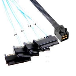 ADCAUDX Mini SAS to SAS Cable: 1M SFF-8643 to SAS SFF-8643 to SFF-8482 Connector 4X SAS with SATA Power Adapter Cable (3.3FT)