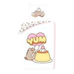 Halantex PUSHEEN YUM Pudding Sweet Shop Reversible Single Bed Set 2-Piece Duvet Cover 140 x 200 cm and Pillowcase 70 x 90 cm, 100% Cotton, Oeko-Tex Standard 100